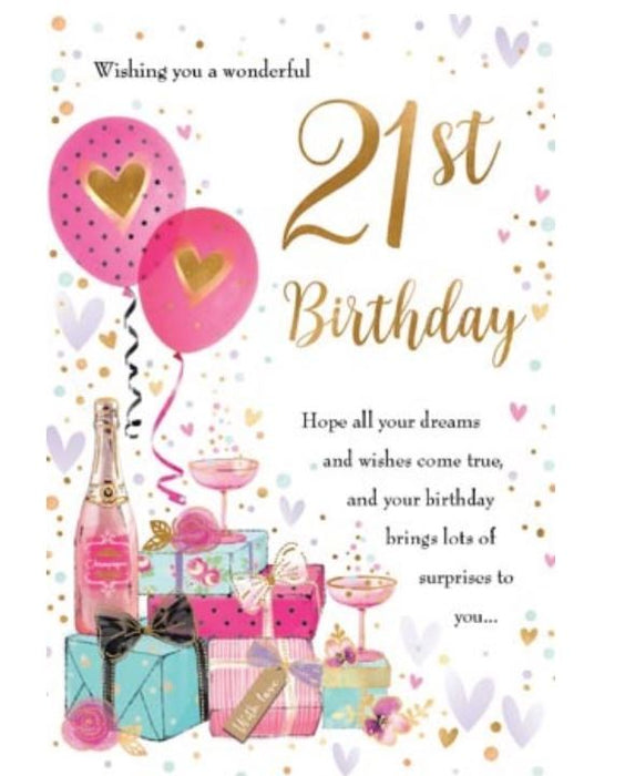 Wishing You A Wonderful 21st Elegance Birthday Card