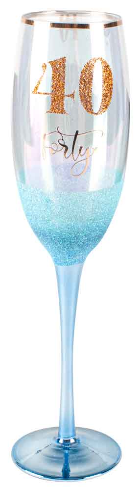 40/Forty Blue Glitter Champagne Glass 150ml