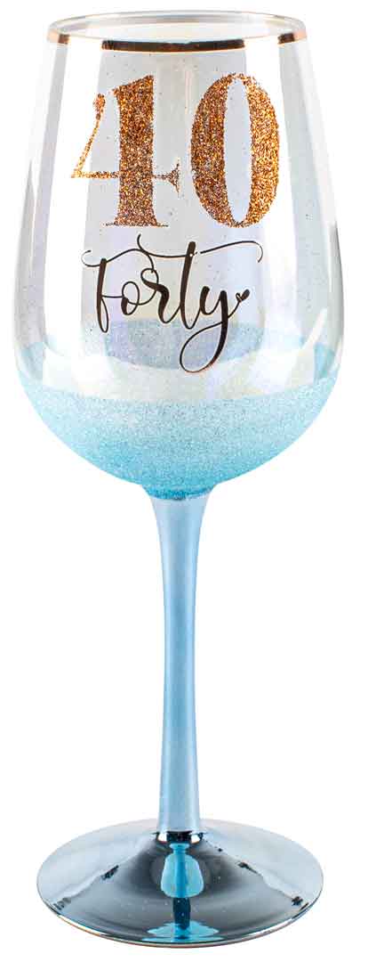 40/Forty Blue Glitter Wine Glass 430ml