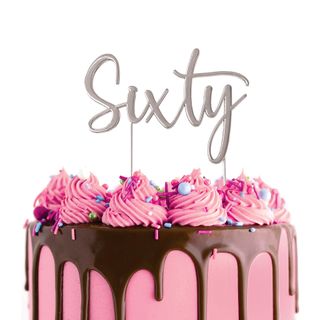 Silver Sixty Metal Cake Topper