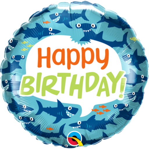 Happy Birthday Fun Sharks Foil Balloon 18" (46cm)