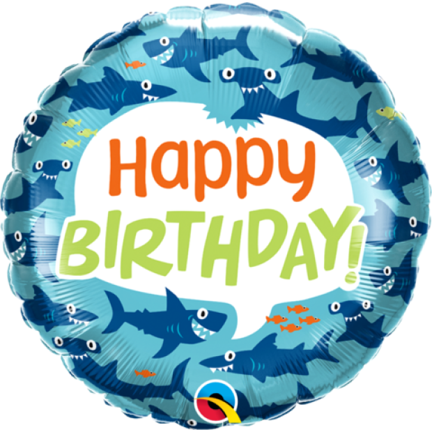 Happy Birthday Fun Sharks Foil Balloon 18" (46cm)