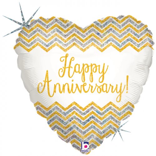 Chevron Happy Anniversary  18" Foil Balloon