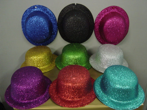 Assorted Coloured Glitter Bowler Hat