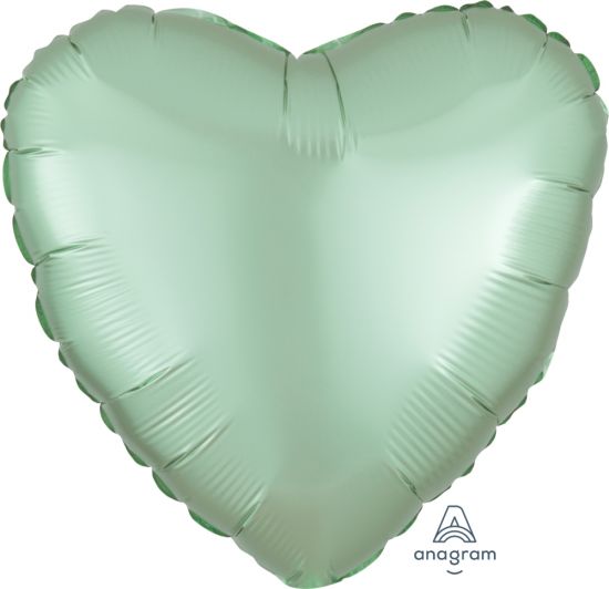 Heart Shape Foil Sateen Luxe Mint Green 45cm