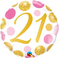 Happy Birthday Pink & Gold Dots Foil