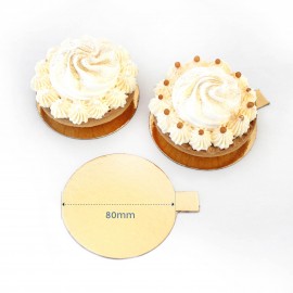 Loyal -Slip Dessert Board 80mm - 1mm Round Gold with Tab Pack of 50