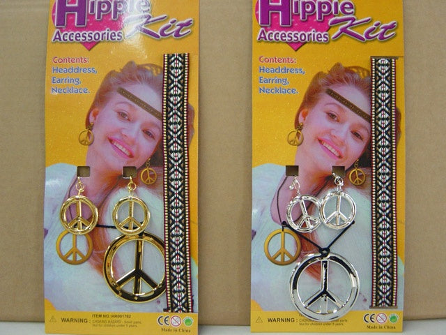 Peace Pendant, Peace Earrings and Headband Silver