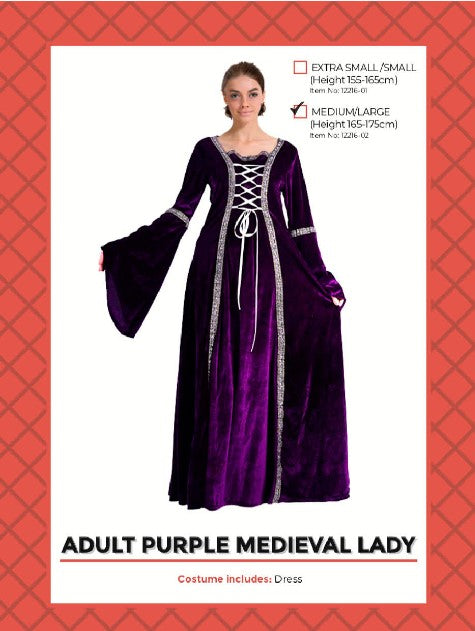 Adult Purple Medieval Lady Medium/Large