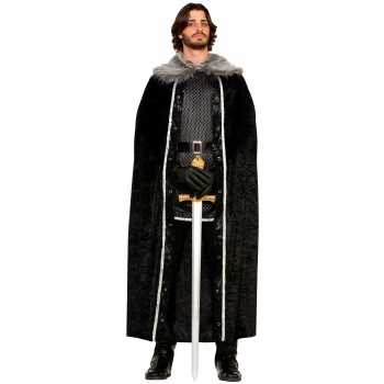 Cape-Black with Faux Fur Trim