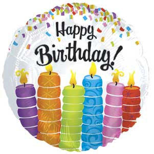 Happy Birthday Colourful Candles Foil Balloon 17"/43cm