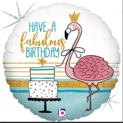 Have A Fabulous Flamingo Birthday Foil Balloon 18" 45cm