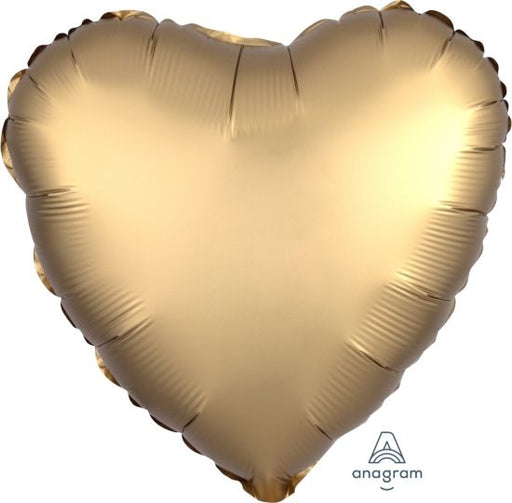 Heart Shape Foil Satin Luxe Gold Sateen 45cm