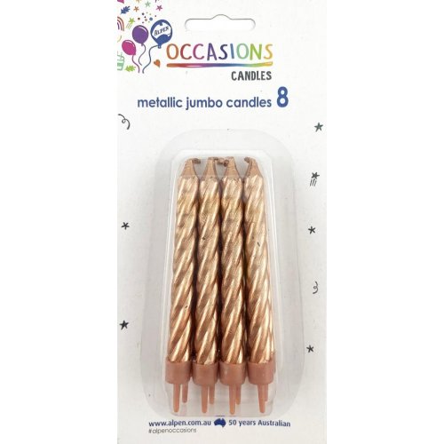 Metallic Rose Gold Jumbo Candles 8 Pack