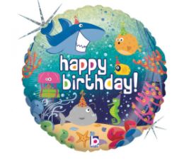 Happy Birthday Ocean Foil Balloon 18" 45cm