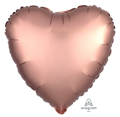 Heart Shape Foil Satin Rose Copper 43cm