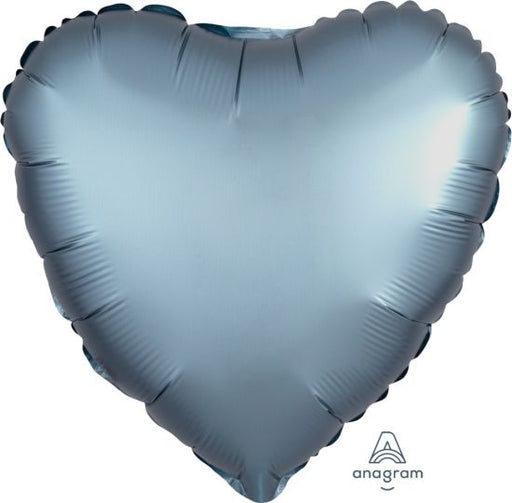 Heart Shape Foil Sateen Luxe Steel Blue 45cm