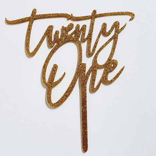 Twenty One Gold Glitter Acrylic Cake Topper