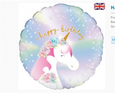 Happy Birthday Unicorn Iridescent Foil Balloon 18" 45cm